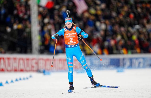 Italy's Lisa Vittozzi competes during the women's 7,5 km sprint event of the IBU Biathlon World Cup in Oestersund, Sweden on December 5, 2025. (Photo by Bjorn LARSSON ROSVALL / TT News Agency / AFP) / Sweden OUT