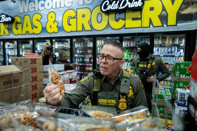 US Customs and Border Patrol Commander Gregory Bovino shops at a gas station convenience store while conducting an immigration raid in Kenner, Louisiana, on December 5, 2025. The US Department of Homeland Security announced on December 3 it has launched a federal immigration enforcement operation, named "Operation Catahoula Crunch," in the New Orleans, Louisiana, area. (Photo by Adam GRAY / AFP)