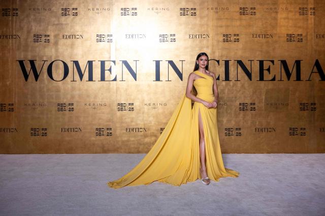 Canadian actress Nina Dobrev arrives for the "Women In Cinema" gala dinner, as part of the fifth edition of the Red Sea Film Festival, in Jeddah on December 5, 2025. (Photo by Ammar ABD RABBO / Factstory for the Red Sea International Festival (RSFF) / AFP)