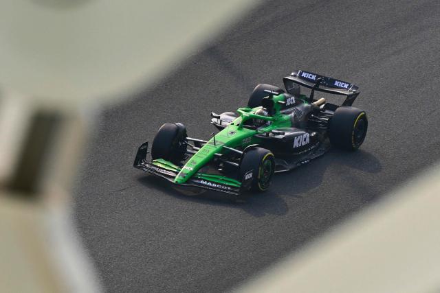 Kick Sauber's German driver Nico Hulkenberg drives during the third practice session ahead of the Abu Dhabi Formula One Grand Prix at the Yas Marina Circuit in Abu Dhabi on December 6, 2025. (Photo by Andrej ISAKOVIC / AFP)