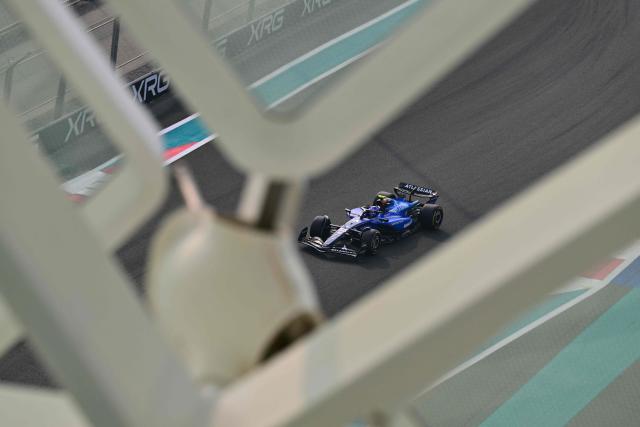 Williams'  Spanish driver Carlos Sainz drives during the third practice session ahead of the Abu Dhabi Formula One Grand Prix at the Yas Marina Circuit in Abu Dhabi on December 6, 2025. (Photo by Andrej ISAKOVIC / AFP)