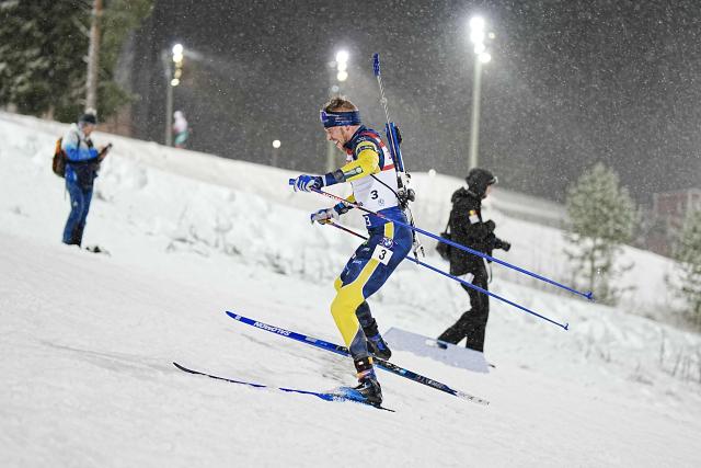 Sweden's Victor Brandt competes in the men's 10 km sprint event of the IBU Biathlon World Cup in Oestersund, Sweden on December 6, 2025. (Photo by Bjorn LARSSON ROSVALL / TT NEWS AGENCY / AFP) / Sweden OUT