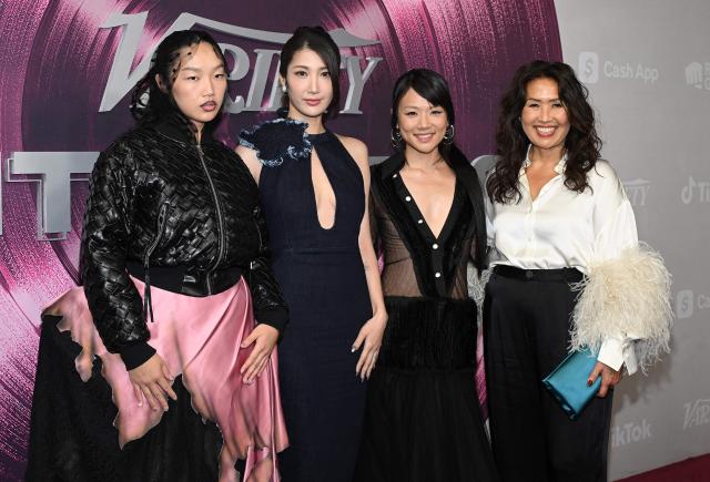 (L-R) US singer and rapper Audrey Nuna, South Korean singer and songwriter Ejae, South Korean singer and rapper Rei Ami and film producer Michelle Wong attend the Variety's 9th annual Hitmakers Brunch at Nya Studios in Los Angeles on December 6, 2025. (Photo by LISA O'CONNOR / AFP)