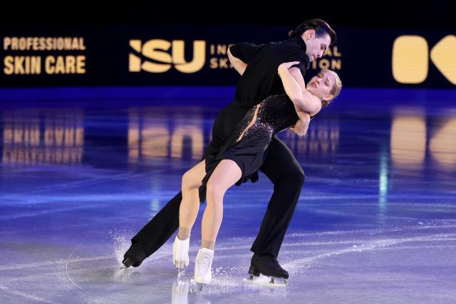 Germany's Minerva Fabienne Hase and Nikita Volodin performs in the exhibition gala at the ISU Grand Prix of Figure Skating Final in Nagoya on December 7, 2025. (Photo by PAUL MILLER / AFP)