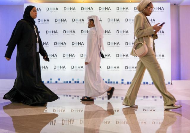 Picture of some delegates attending the Doha Forum in Qatar on December 07, 2025. (Photo by THIERRY VAN BIESEN / MOFA / FACTSTORY) / Disclaimer: This document is neither produced nor endorsed by AFP. It is distributed under its issuer sole responsibility. Its reproduction is authorized in context without any distortion of content. If you have any question about this document, please contact its issuer.
