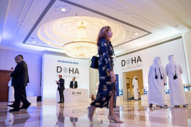 Picture of some delegates attending the Doha Forum in Qatar on December 07, 2025. (Photo by THIERRY VAN BIESEN / MOFA / FACTSTORY) / Disclaimer: This document is neither produced nor endorsed by AFP. It is distributed under its issuer sole responsibility. Its reproduction is authorized in context without any distortion of content. If you have any question about this document, please contact its issuer.