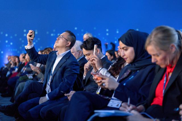 Picture of some delegates attending the Doha Forum in Qatar on December 07, 2025. (Photo by THIERRY VAN BIESEN / MOFA / FACTSTORY) / Disclaimer: This document is neither produced nor endorsed by AFP. It is distributed under its issuer sole responsibility. Its reproduction is authorized in context without any distortion of content. If you have any question about this document, please contact its issuer.