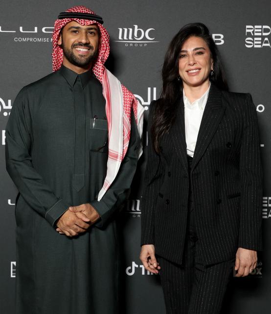 Picture of Faisal Baltyuor, CEO of Red Sea Film Festival, on the left, posing with Nadine Labaki, on the right, as part of 5th edition of Red Sea Film Festival in Jeddah, Saudi Arabia on December 7th, 2025. (Photo by Patrick BAZ / Red Sea Film Festival / FACTSTORY) / Disclaimer: This document is neither produced nor endorsed by AFP. It is distributed under its issuer sole responsibility. Its reproduction is authorized in context without any distortion of content. If you have any question about this document, please contact its issuer.