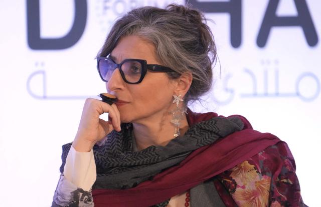 United Nations Special Rapporteur on the Occupied Palestinian Territories, Francesca Albanese, The Doha Forum, an annual diplomatic conference, in Doha on December 7, 2025. (Photo by HUSSEIN BAYDOUN / Factstory for MOFA / AFP)