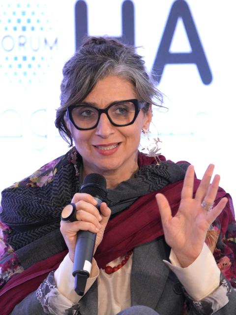 Picture of Francesca Albanese, United Nations Special Rapporteur on the occupied Palestinian territories, attending Doha Forum in Qatar on December 07, 2025. (Photo by HUSSEIN BAYDOUN / MOFA / FACTSTORY) / Disclaimer: This document is neither produced nor endorsed by AFP. It is distributed under its issuer sole responsibility. Its reproduction is authorized in context without any distortion of content. If you have any question about this document, please contact its issuer.