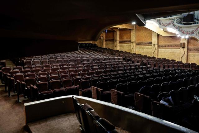 Embargoed until December 8, 2025 - 04:00 GMT / This photograph taken on December 4, 2025 shows a partial view of the Palace theatre before renovation in Paris. The Palace concert hall, a legendary venue of Parisian nightlife that has been abandoned for two years, will reopen its doors at the end of 2026 after a year of renovation, announced its new owner Mickael Chetrit to AFP. (Photo by STEPHANE DE SAKUTIN / AFP)