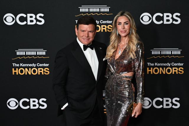 Fox News host Bret Baier and wife Amy Baier arrive for the 48th Kennedy Center Honors gala at the Kennedy Center in Washington, DC, on December 7, 2025. (Photo by Alex WROBLEWSKI / AFP)