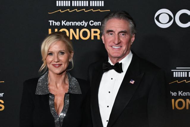 US Secretary of the Interior Doug Burgum and his wife Kathryn Helgaas arrive for the 48th Kennedy Center Honors gala at the Kennedy Center in Washington, DC, on December 7, 2025. (Photo by Alex WROBLEWSKI / AFP)
