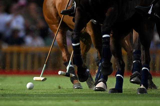 La Natividad La Dolfina Argentinian polo player Adolfo Cambiaso controls the ball during the 132nd Argentine Polo Open tournament final match against Ellerstina Indios Chapaleufu at the Palermo polo field in Buenos Aires on December 7, 2025. (Photo by Luis ROBAYO / AFP)