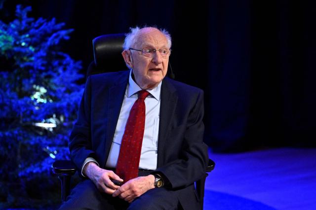 Nobel Prize winner in Physics, John Clarke attends the Nobel Prize Lecture in Physics in Aula Magna at Stockholm University on december 8, 2025. (Photo by Christine Olsson/TT / TT NEWS AGENCY / AFP) / Sweden OUT