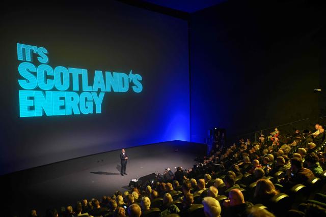 Scotland's First Minister John Swinney speaks during the Scottish National Party (SNP)'s opening campaign launch in Glasgow on December 8, 2025, ahead of planned elections in May 2026. (Photo by ANDY BUCHANAN / AFP)