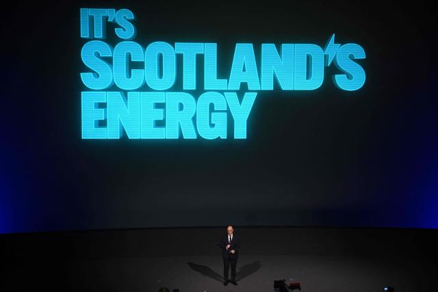Scotland's First Minister John Swinney speaks during the Scottish National Party (SNP)'s opening campaign launch in Glasgow on December 8, 2025, ahead of planned elections in May 2026. (Photo by ANDY BUCHANAN / AFP)