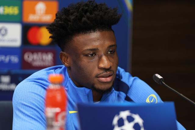 Tottenham Hotspur's Ghanian striker #20 Mohammed Kudus attends a press conference at the Tottenham training centre in Enfield, north London, on December 8, 2025, on the eve of their UEFA Champions League league phase football match against Slavia Prague. (Photo by Toby Shepheard / AFP)