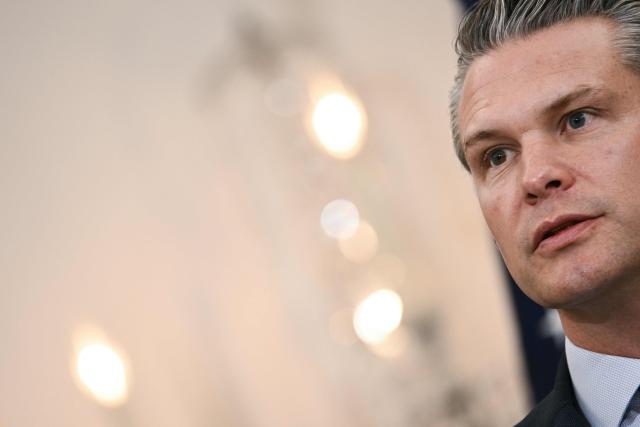 US Secretary of Defense Pete Hegseth remarks during the 35th Australia-US Ministerial Consultations (AUSMIN) at the State Department in Washington, DC, on December 8, 2025. (Photo by Brendan SMIALOWSKI / AFP)