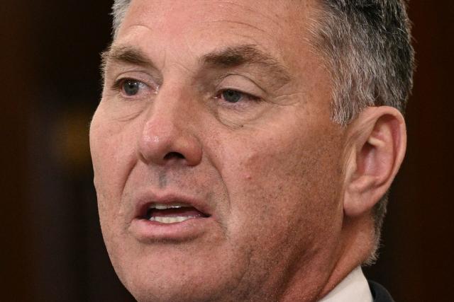 Australian Deputy Prime Minister and Defense Minister Richard Marles delivers remarks during the 35th Australia-US Ministerial Consultations (AUSMIN) at the State Department in Washington, DC, on December 8, 2025. (Photo by Brendan SMIALOWSKI / AFP)