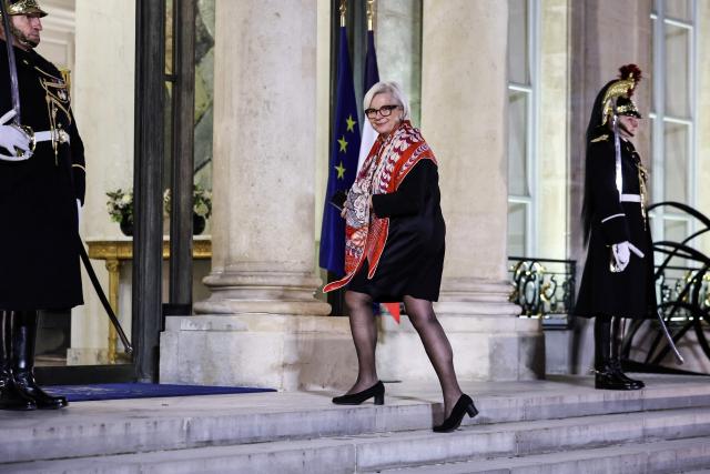 France's Minister of Armed Forces Catherine Vautrin arrives at the Elysee Palace in Paris, on December 8, 2025 ahead of a dinner with France's Croatia's Prime Minister. (Photo by Anne-Christine POUJOULAT / AFP)