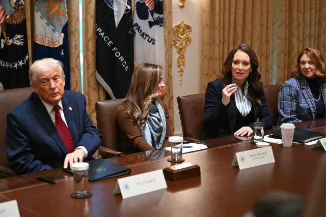 US Secretary of Agriculture Brooke Rollins (2n-R) speaks during a roundtable event hosted by US President Donald Trump to discuss aid for farmers, in the Cabinet Room of the White House in Washington, DC, on December 8, 2025. President Trump is announcing a $12 billion aid package for US farmers, targeting a key support base hit by his trade policies. Since Trump's return to the White House in January, many US farmers have been battered by impacts of his wide-ranging tariffs, including retaliatory measures from trading partners. (Photo by ANDREW CABALLERO-REYNOLDS / AFP)