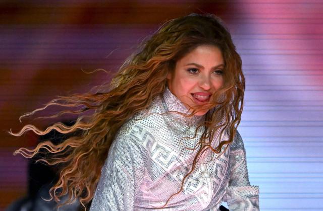 Colombian singer Shakira performs during her "Las mujeres ya no lloran" world tour at Velez Sarsfield stadium in Buenos Aires on December 8, 2025. (Photo by Luis ROBAYO / AFP)