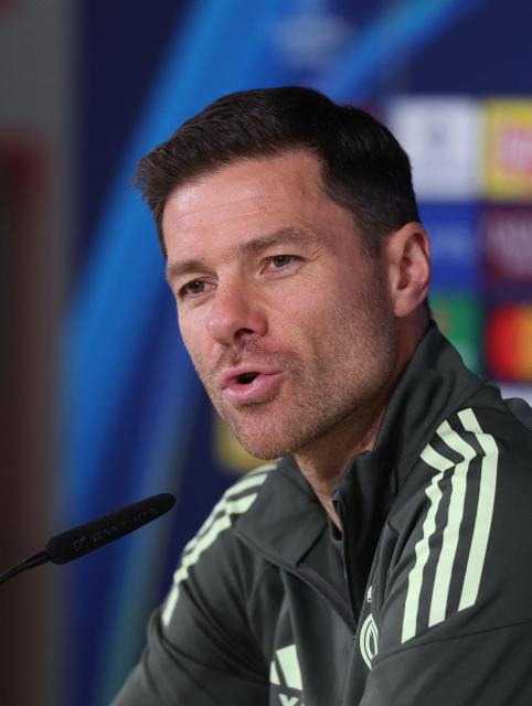Real Madrid's Spanish coach Xabi Alonso gives a press conference at Valdebebas training grounds in Madrid on December 9, 2025 on the eve of their Champions League football match against Manchester City. (Photo by Pierre-Philippe MARCOU / AFP)