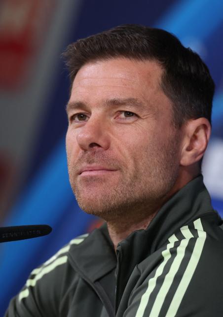 Real Madrid's Spanish coach Xabi Alonso gives a press conference at Valdebebas training grounds in Madrid on December 9, 2025 on the eve of their Champions League football match against Manchester City. (Photo by Pierre-Philippe MARCOU / AFP)