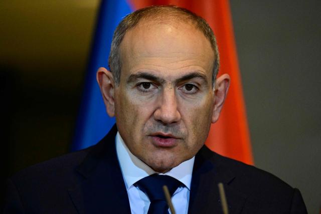 Armenia's Prime Minister Nikol Pashinyan addresses a joint press conference with the German Chancellor at the Chancellery in Berlin, Germany, on December 9, 2025. (Photo by John MACDOUGALL / AFP)