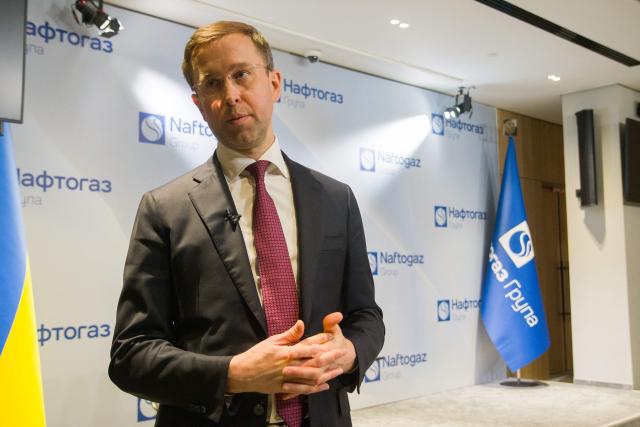 CEO of Ukraine's national oil and gas Naftogaz company Sergiy Koretsky speaks during an interview with AFP in Kyiv on December 3, 2025. Ukraine faces possibly its toughest winter since Russia invaded, the head of the country's state-run gas operator told AFP, accusing Moscow of being determined to cut off heating to civilians as temperatures plunge below zero. (Photo by Andrii KALCHENKO / AFP)