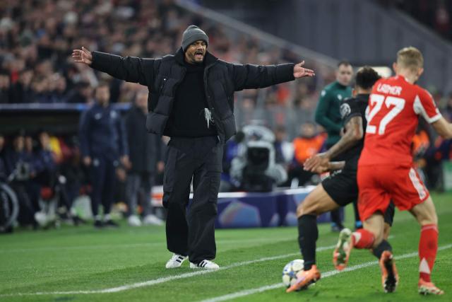 Bayern Munich's Belgian coach Vincent Kompany reacts during the UEFA Champions League, league phase - day 6 football match between Bayern Munich and Sporting CP in Munich, southern Germany, on December 9, 2025. (Photo by Alexandra BEIER / AFP)