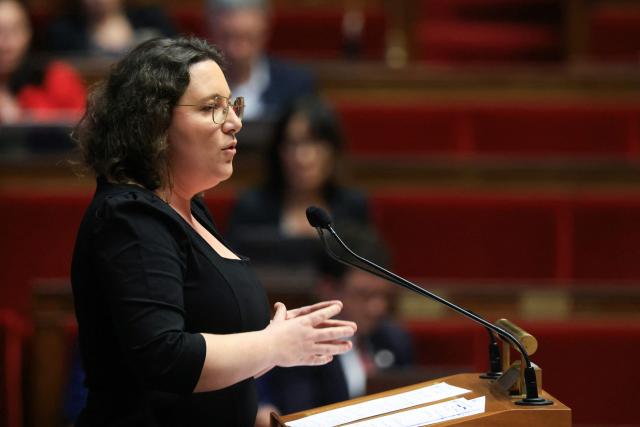 President of Ecologiste et Social parliamentary group Cyrielle Chatelain speaks during the explanation of vote after the results of the vote on the third part of the Social Security financing bill for 2026 (PLFSS) at the National Assembly, France's lower house parliament, in Paris on December 9, 2025. (Photo by Alain JOCARD / AFP)