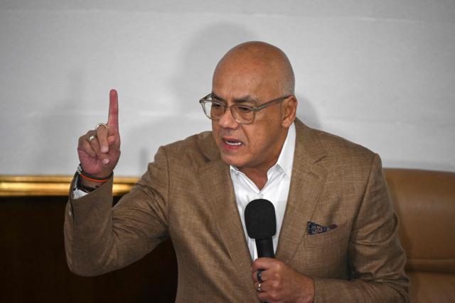 Venezuela's National Assembly President Jorge Rodriguez speaks during a session at the National Assembly in Caracas on December 9, 2025. (Photo by Federico PARRA / AFP)