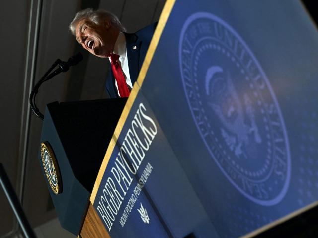 US President Donald Trump delivers remarks on the economy at Mount Airy Casino Resort in Mount Pocono, Pennsylvania, on December 9, 2025. (Photo by ANDREW CABALLERO-REYNOLDS / AFP)