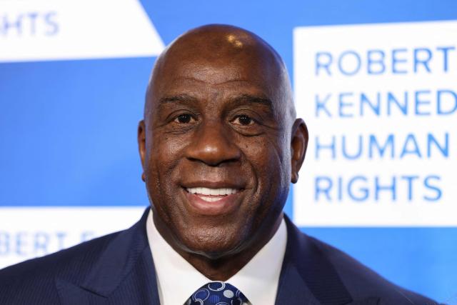 Former US basketball player Earvin "Magic" Johnson attends the Robert F. Kennedy Human Rights 'Ripple of Hope Awards Gala' in New York City, on December 9, 2025. (Photo by ANGELA WEISS / AFP)