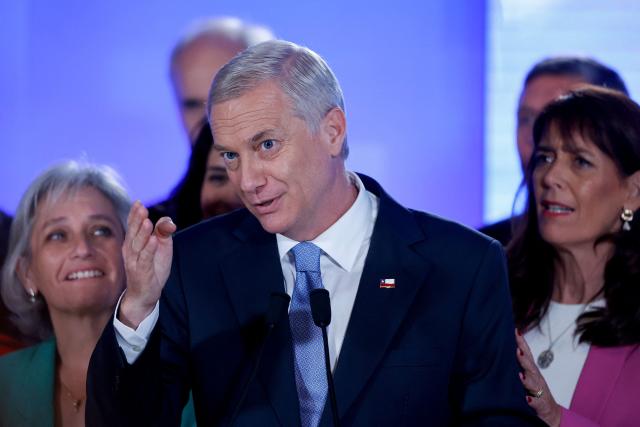 Chile's presidential candidate Jose Antonio Kast, of the Republicano party, speaks after a debate organized by the National Television Association in Santiago on December 9, 2025. The second round of the Chilean presidential election on December 14, 2025, will pit two candidates who are totally opposed: Jeannette Jara, from a broad left-wing coalition with modest origins, and the far-right leader Jose Antonio Kast, an ultraconservative Catholic determined to massively expel undocumented migrants. (Photo by Raul BRAVO / AFP)