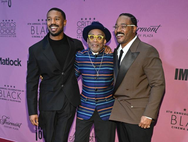 (L-R) US actor Michael B. Jordan, US filmmakers Spike Lee and Ryan Coogler attend the Critics Choice Association 8th annual Celebration of Black Cinema and Television at the Fairmont Century Plaza in Los Angeles on December 9, 2025. (Photo by LISA O'CONNOR / AFP)