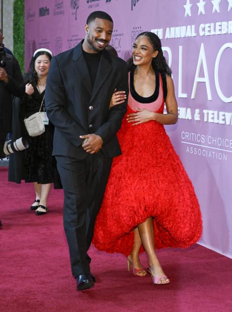 US actors Michael B. Jordan (L) and Tessa Thompson attend the Critics Choice Association 8th annual Celebration of Black Cinema and Television at the Fairmont Century Plaza in Los Angeles on December 9, 2025. (Photo by LISA O'CONNOR / AFP)