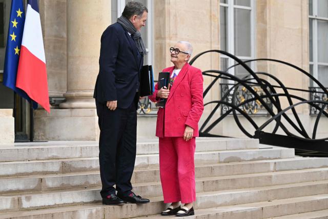 France's Transports Minister Philippe Tabarot and France's Delegate Minister for Rurality Francoise Gatel leave the Elysee Palace after the weekly cabinet meeting, in Paris on December 10, 2025. (Photo by Bertrand GUAY / AFP)