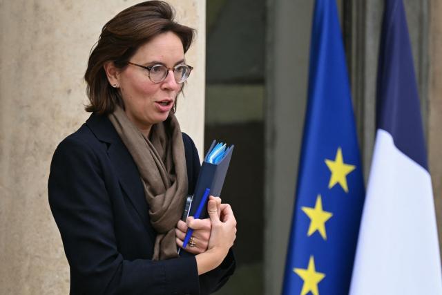 France's Public Accounts Minister Amelie de Montchalin leaves the Elysee Palace after the weekly cabinet meeting, in Paris on December 10, 2025. (Photo by Bertrand GUAY / AFP)