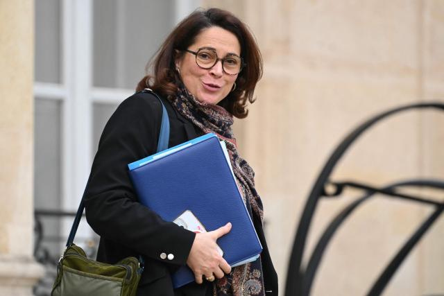 France's Sports Minister Marina Ferrari leaves the Elysee Palace after the weekly cabinet meeting, in Paris on December 10, 2025. (Photo by Bertrand GUAY / AFP)