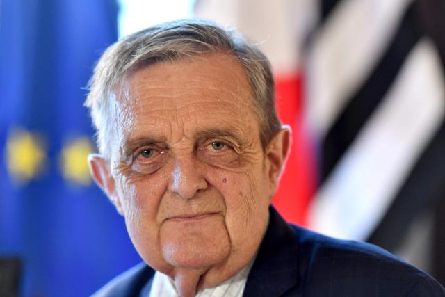 French Les Republicains (LR) party member of Parliament, 
Mayor of Saint-Malo and president of its urban community Gilles Lurton poses and in his office at the town hall in Saint Malo, western France on December 9, 2025. (Photo by JEAN-FRANCOIS MONIER / AFP)
