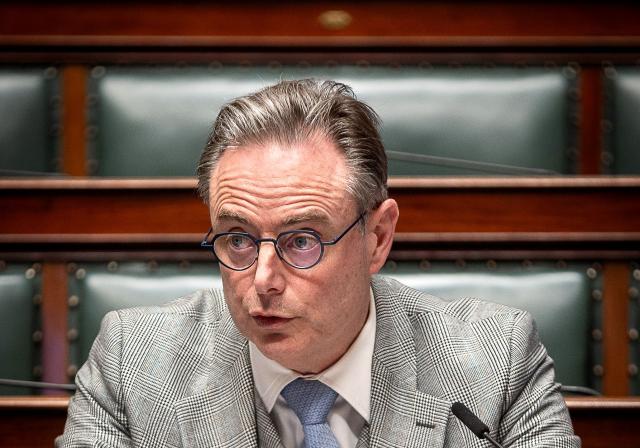 Belgium's Prime Minister Bart De Wever speaks during a question session of the Interior Committee at the federal parliament in Brussels, on December 10, 2025. (Photo by JAMES ARTHUR GEKIERE / Belga / AFP) / Belgium OUT