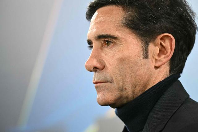 Villarreal's Spanish coach Marcelino Garcia Toral looks on prior the UEFA Champions League league phase day 6 football match between Villarreal CF and FC Copenhagen at La Ceramica Stadium in Vila-real on December 10, 2025. (Photo by JOSE JORDAN / AFP)