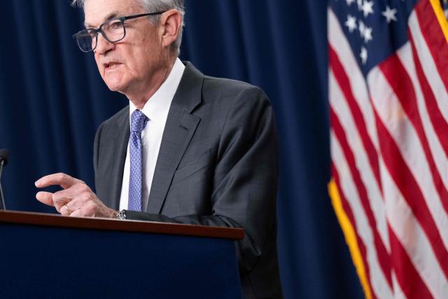US Federal Reserve Board Chairman Jerome Powell speaks a news conference following a Federal Open Market Committee (FOMC) meeting in Washington, DC, on December 10, 2025. A divided US Federal Reserve lowered interest rates Wednesday for a third consecutive time this year, flagging labor market concerns even as inflation remained elevated while President Donald Trump's tariffs bite. The cut by a quarter percentage point brings rates to a range between 3.50 percent and 3.75 percent, the lowest in around three years. (Photo by SAUL LOEB / AFP)