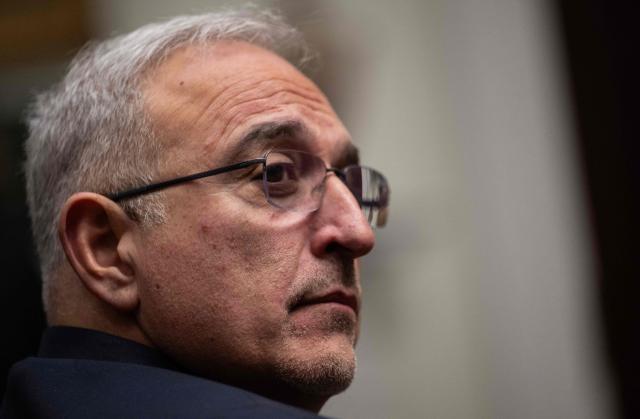 Antonio Neri, President and CEO of Hewlett Packard Enterprise, looks on during a roundtable discussion with the US president in the Roosevelt Room of the White House in Washington, DC, on December 10, 2025. (Photo by ANDREW CABALLERO-REYNOLDS / AFP)