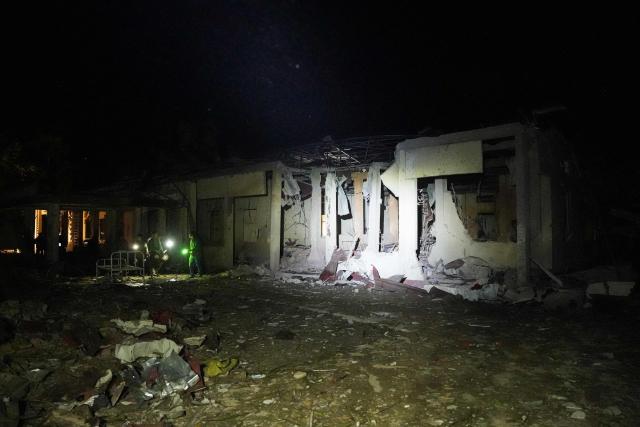 This picture taken on December 10, 2025 shows a hospital damaged in a Myanmar military air strike that killed more than 30 people in Mrauk U, western Rakhine state. A Myanmar military air strike killed more than 30 people at a hospital, an on-site aid worker said on December 11, 2025 as the junta wages a withering offensive ahead of elections beginning this month. (Photo by AFP)