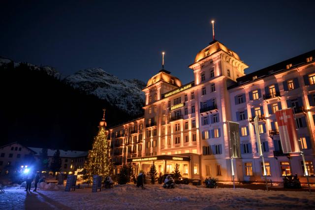 This photograph shows the Grand Hotel des Bains Kempinski in the alpine resort town of St. Moritz, south-eastern Switzerland on December 10, 2025. (Photo by Fabrice COFFRINI / AFP)