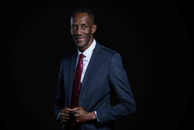 La France Insoumise (LFI) candidate for mayor of Saint Denis, Bally Bagayoko poses during a photo session in Paris, on December 11, 2025. (Photo by JULIEN DE ROSA / AFP)